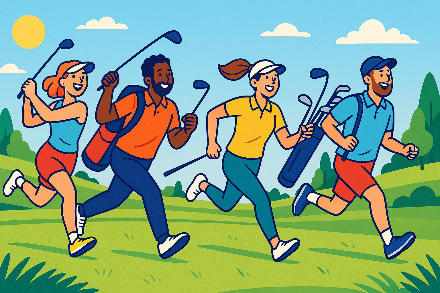 AI bild på springande golfare